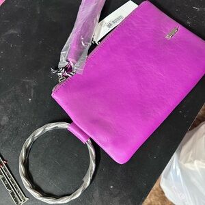 Thacker Vibrant Pink Clutch with Silver Zipper